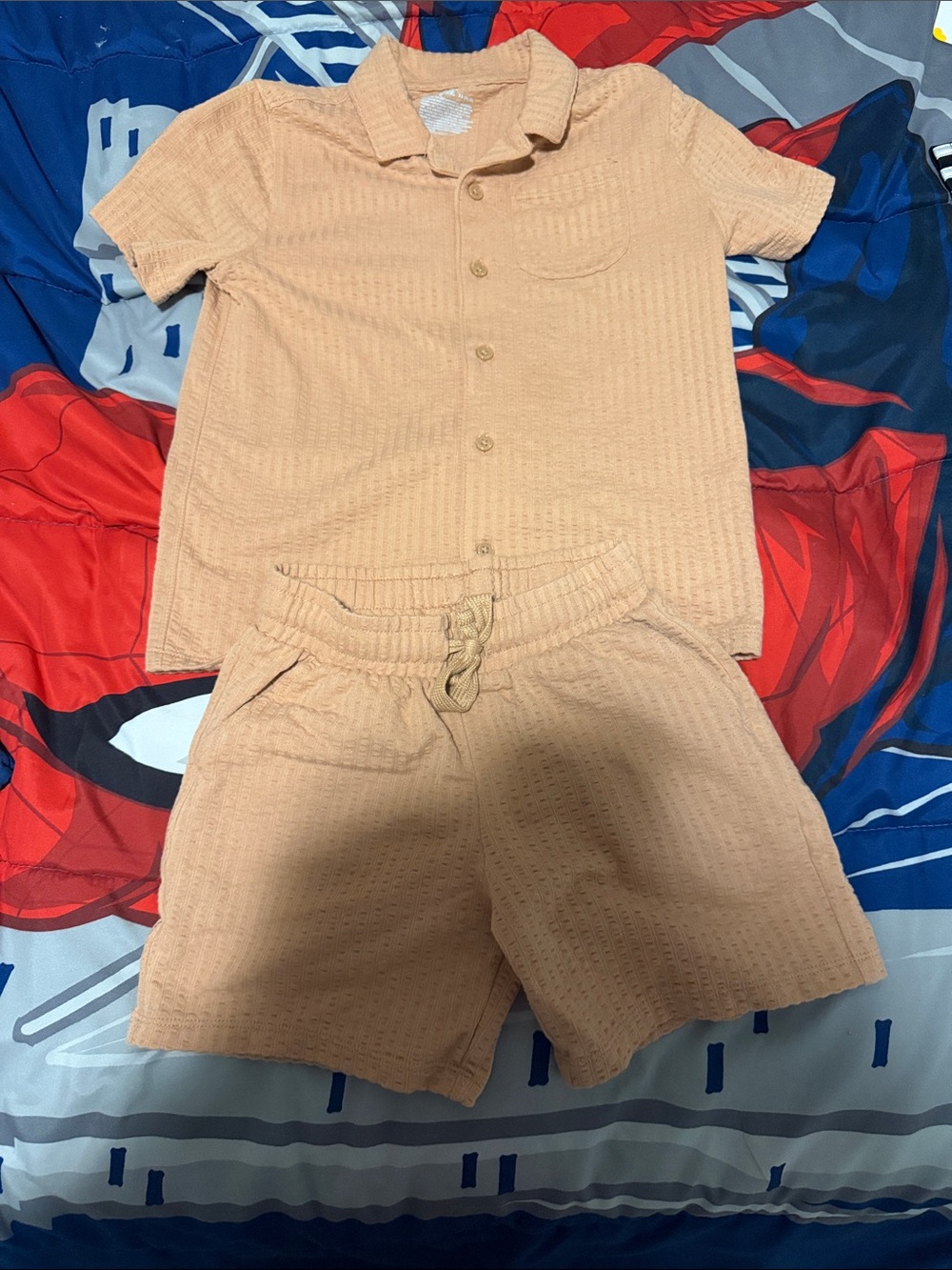 Cat & Jack Peach Short Set with Button-Up Shirt